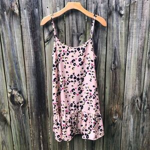 Pink Cheetah Print Sleeveless Flounce Dress Sz S